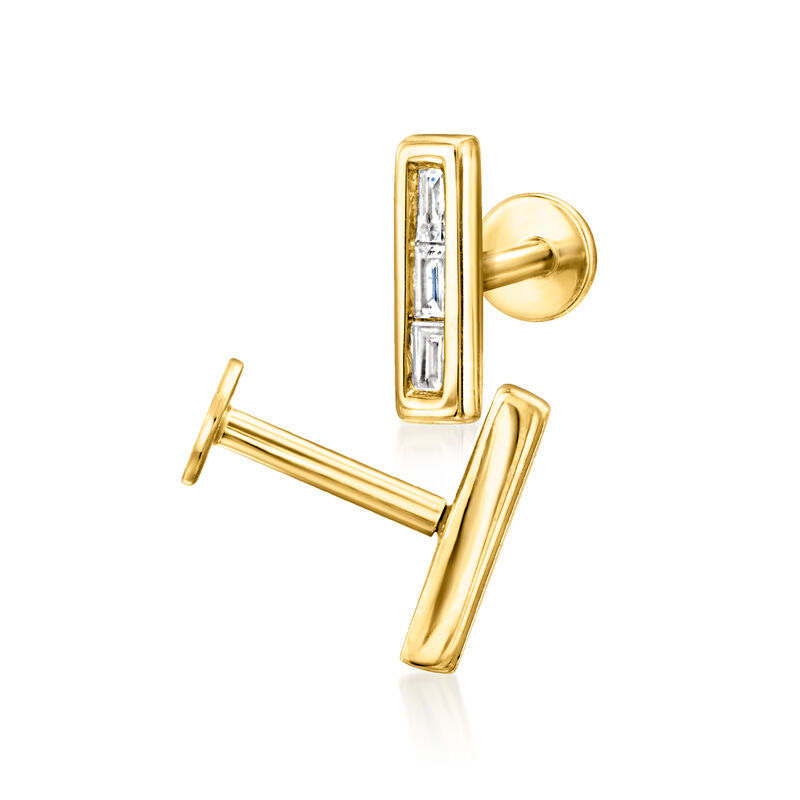 Lab-Grown Diamond Bar Flat-Back Earrings in 14kt Yellow Gold image number 3