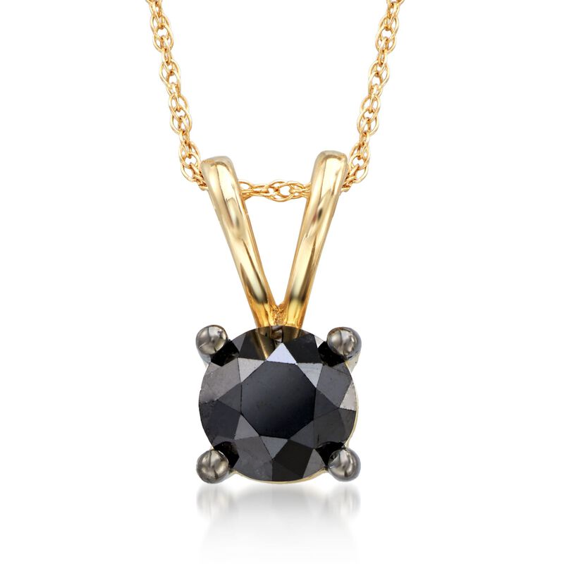 1.00 Carat Black Diamond Pendant Necklace in 14kt Yellow Gold. 18&quot; image number 1