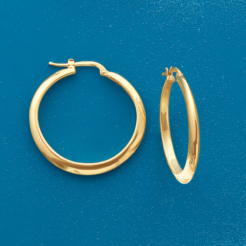 Italian Hoop Earrings in 14kt Yellow Gold. 1 1/4&quot; image number 2