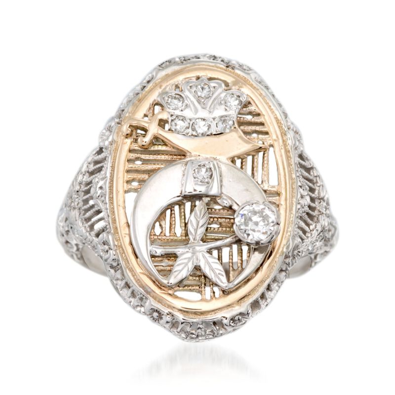 C. 2000 Vintage .20 ct. t.w. Diamond Shriners Symbol Ring in 14kt Two-Tone Gold. Size 5.75 image number 0