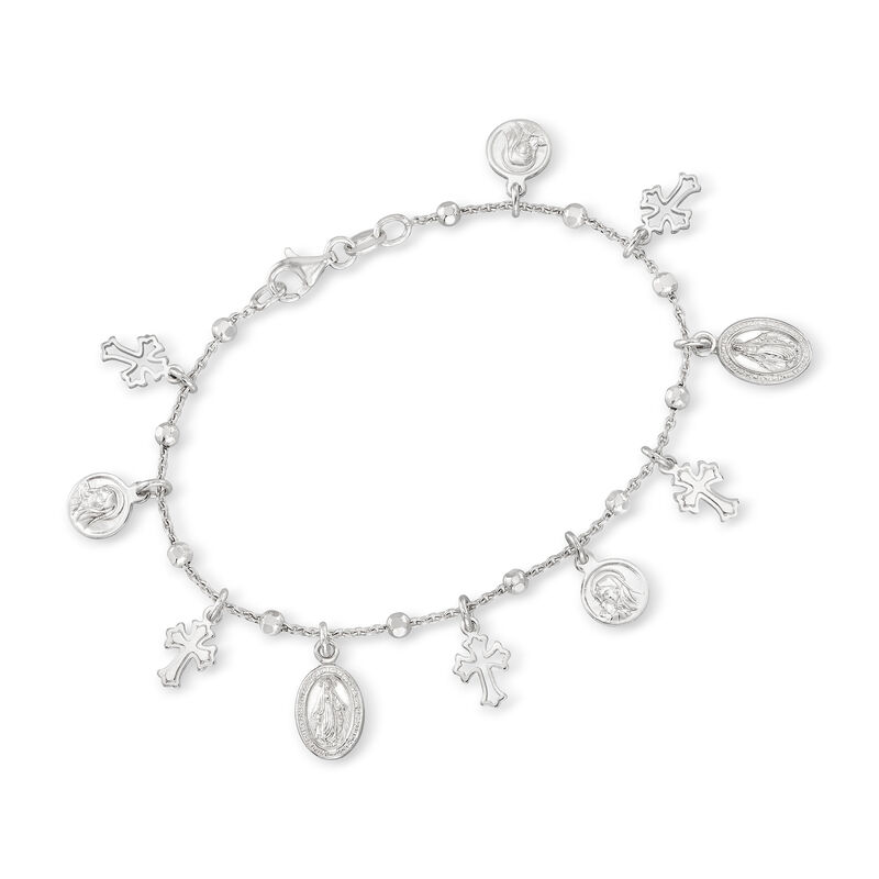 Italian Sterling Silver Religious Charm Bracelet image number 0