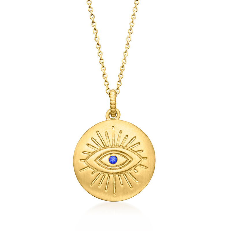 Judith Ripka &quot;Little Luxuries&quot; 14kt Yellow Gold Evil Eye Necklace with Sapphire Accent image number 0