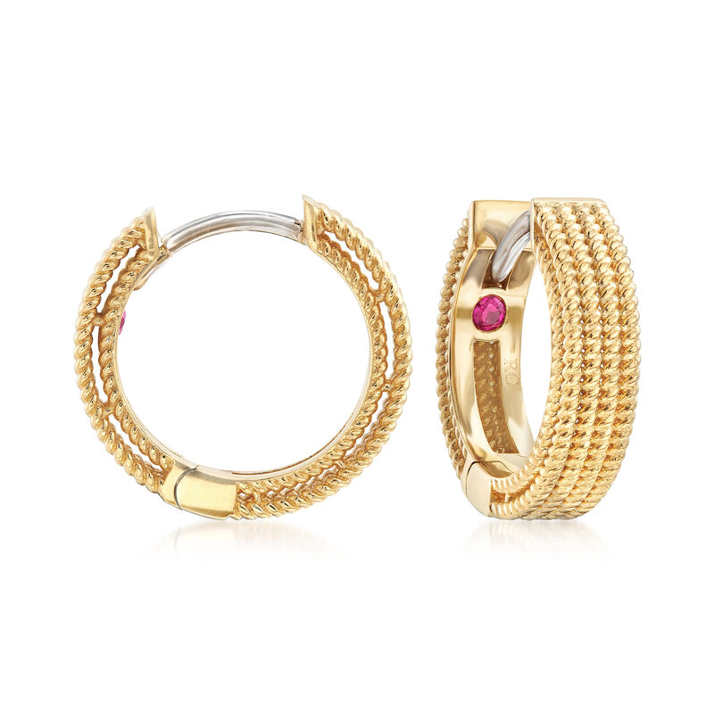 Roberto Coin &quot;Symphony&quot; Barocco Hoop Earrings in 18kt Yellow Gold. 1/2&quot; image number 0