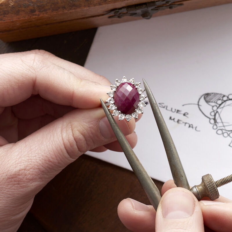 5.75 Carat Ruby and 1.20 ct. t.w. White Topaz Ring in Sterling Silver image number 3