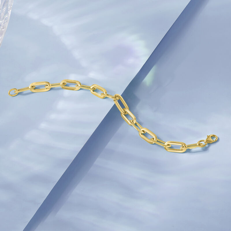 Italian 18kt Yellow Gold Paper Clip Link Bracelet. 8" image number 2