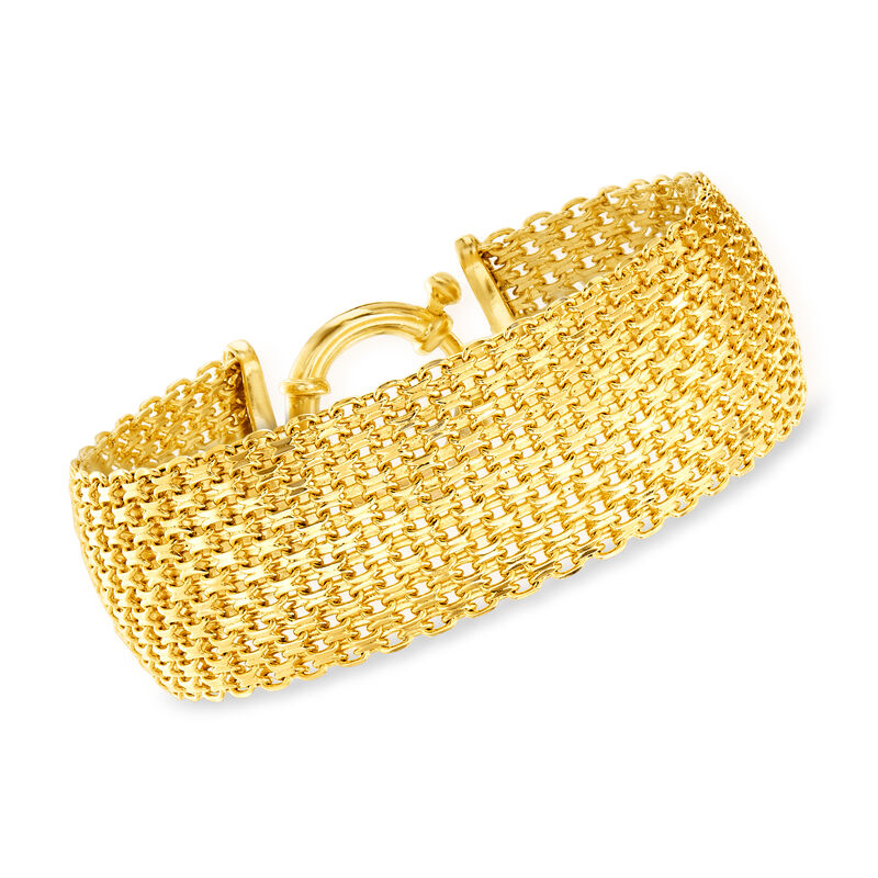 18kt Gold Over Sterling Silver Bismark-Link Bracelet image number 0