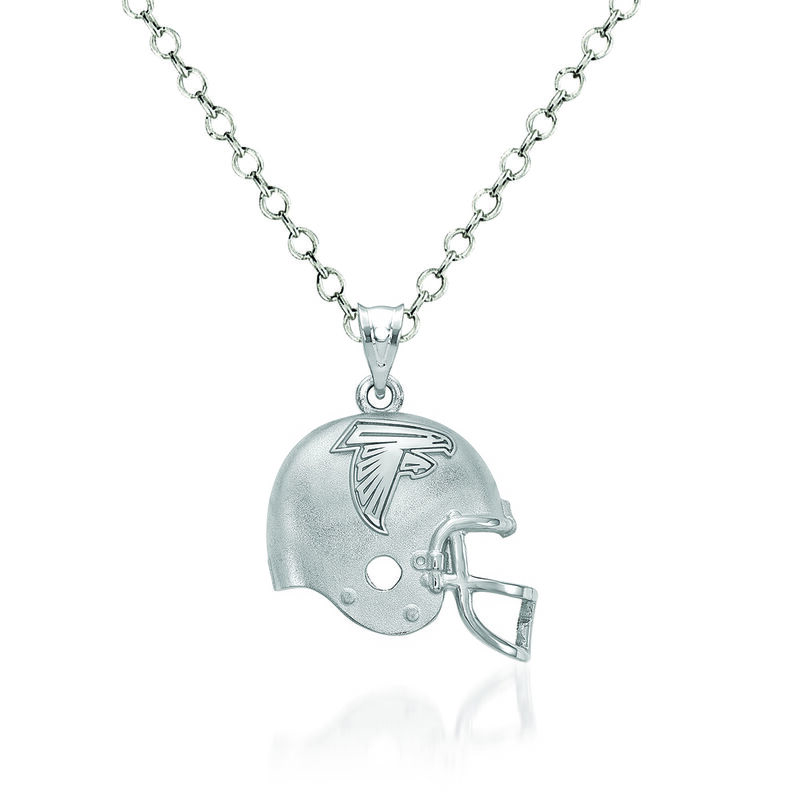Sterling Silver Atlanta Falcons Football Helmet Logo Pendant Necklace. 18&quot; image number 0