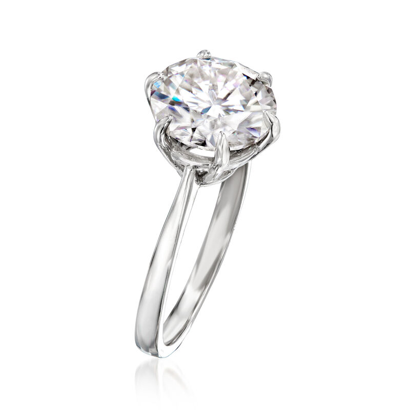 4.00 Carat Moissanite Solitaire Ring in Sterling Silver image number 2