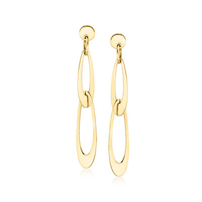 Italian 14kt Yellow Gold Double-Oval Drop Earrings