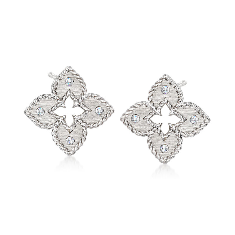 Roberto Coin "Venetian Princess" Diamond Floral Earrings in 18kt White Gold  image number 0