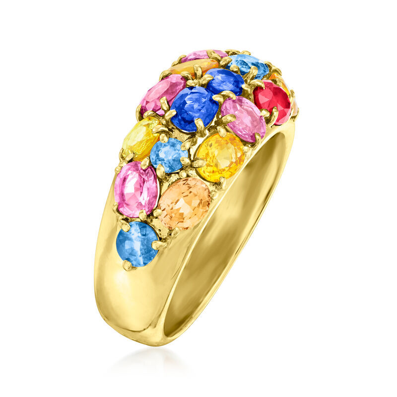 C. 1990 Vintage 6.15 ct. t.w. Multicolored Sapphire Dome Ring in 18kt Yellow Gold. Size 8 image number 2