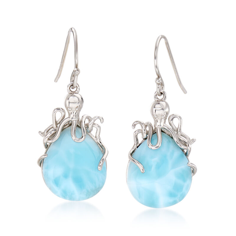 Larimar Octopus Drop Earrings in Sterling Silver image number 0