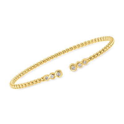 .15 ct. t.w. Lab-Grown Diamond Beaded Cuff Bracelet in 18kt Gold Over Sterling
