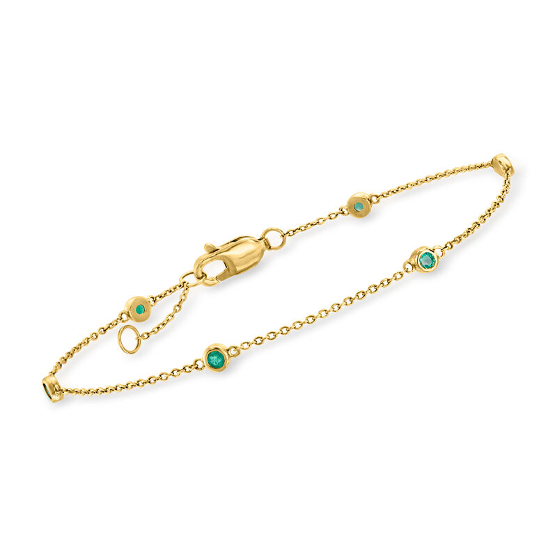 .20 ct. t.w. Emerald Station Bracelet in 14kt Yellow Gold image number 0