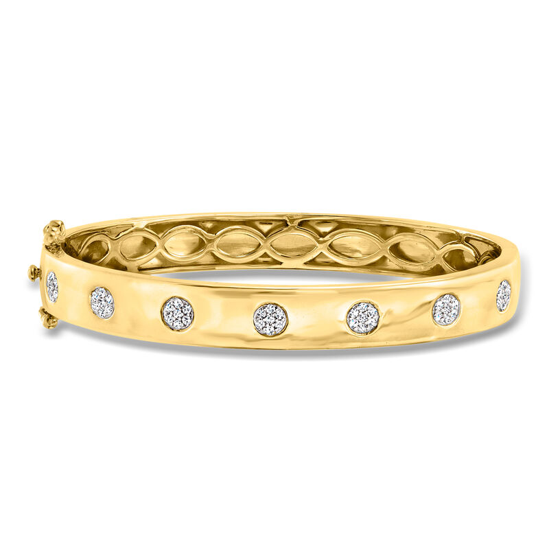 .33 ct. t.w. Diamond Cluster Bangle Bracelet in 18kt Gold Over Sterling image number 0