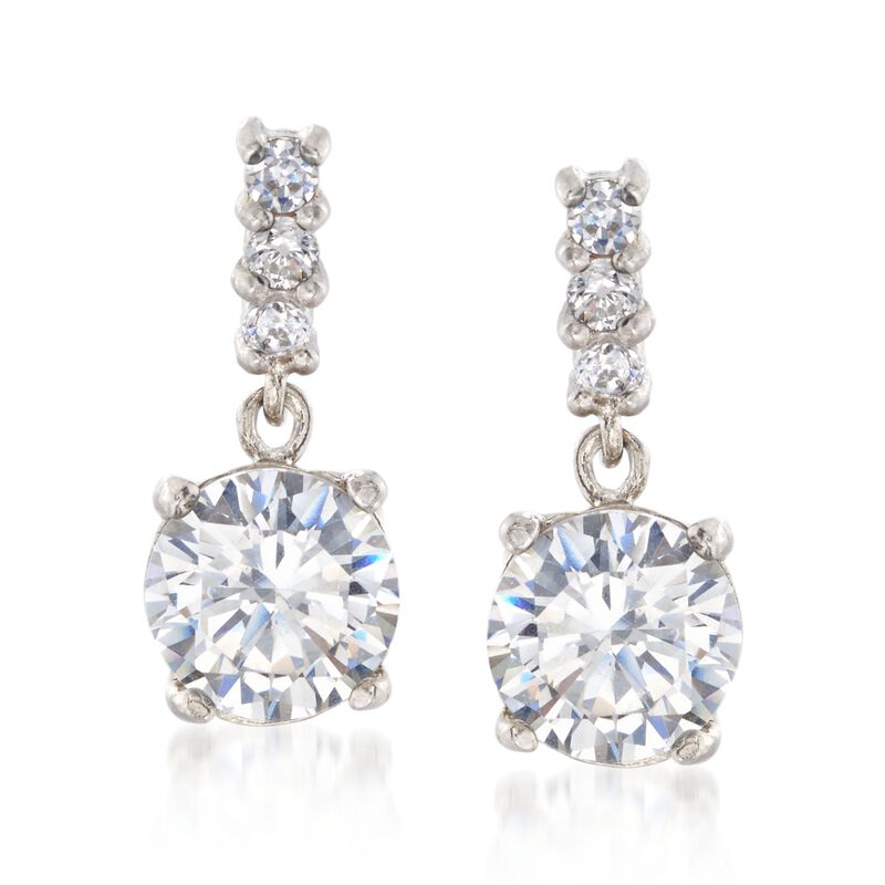 2.73 ct. t.w. CZ Drop Earrings in Sterling Silver.  image number 0