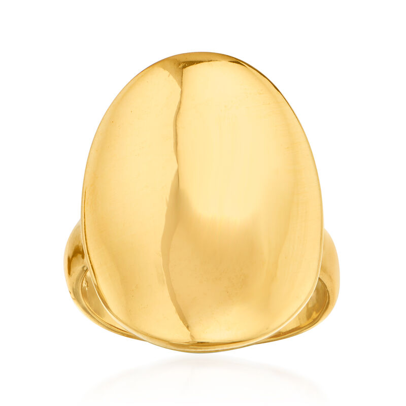 Italian 18kt Yellow Gold Curved Oval Ring image number 0