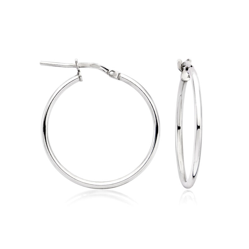 Italian Sterling Silver Hoop Earrings with Removable 18kt Gold Over Sterling Heart Drops  image number 2