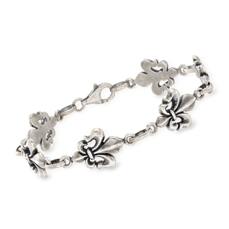 Italian Sterling Silver Fleur-De-Lis Bracelet image number 0