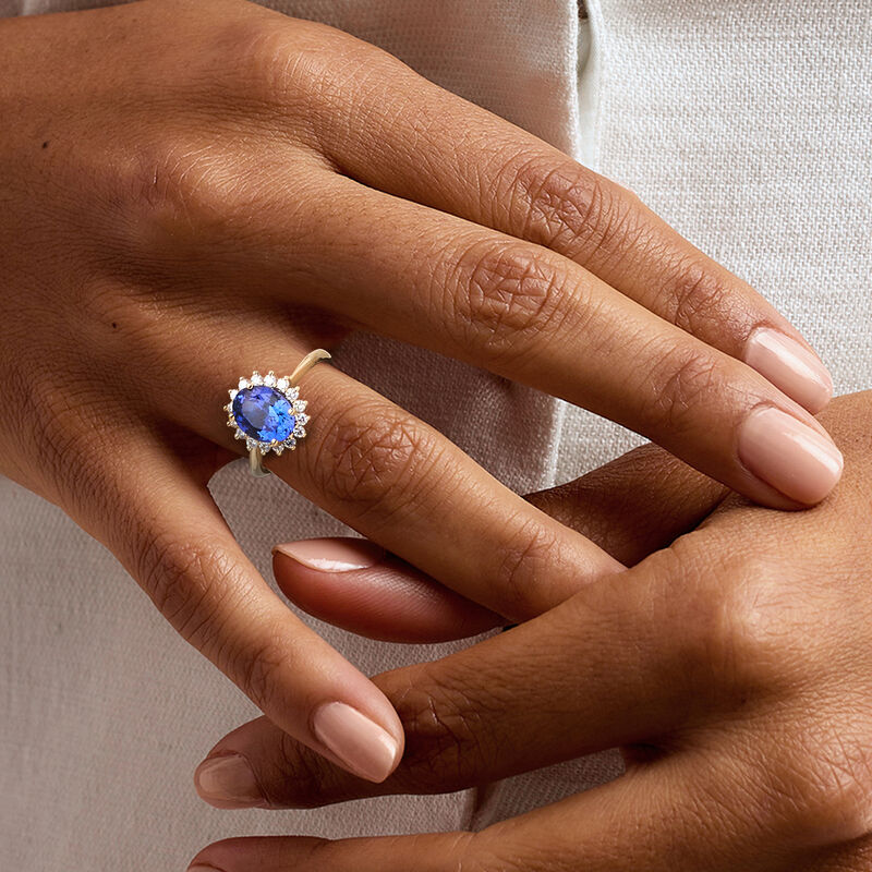 C. 1990 Vintage 2.10 Carat Tanzanite Ring with .45 ct. t.w. Diamonds in 14kt Yellow Gold. Size 7 image number 1