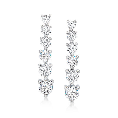 1.00 ct. t.w. Diamond Graduated Linear Drop Earrings in 14kt White Gold