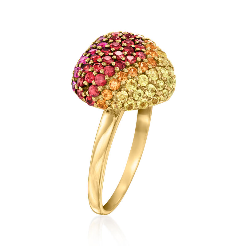 C. 2000 Vintage Le Vian 3.80 ct. t.w. Multicolored Sapphire Heart Ring in 14kt Yellow Gold image number 2