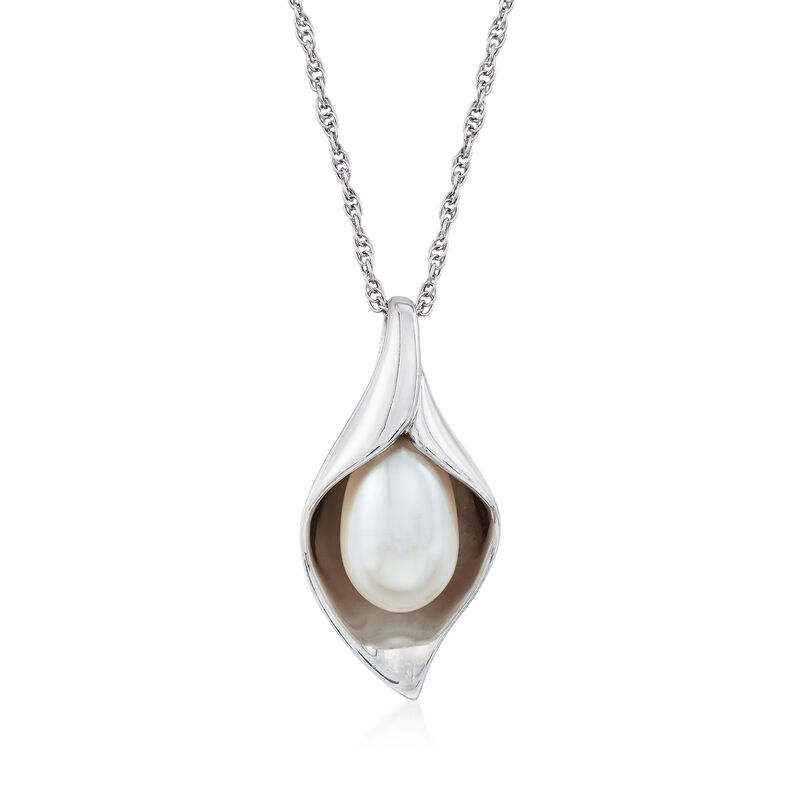6.5-7mm Cultured Pearl Teardrop Pendant Necklace in Sterling Silver image number 0