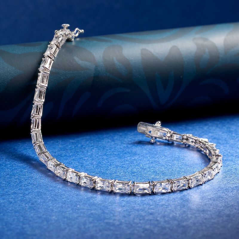 7.50 ct. t.w. Baguette CZ Tennis Bracelet in Sterling Silver image number 4