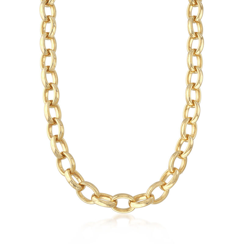 Andiamo 14kt Yellow Gold Over Resin Puffed Oval-Link Necklace image number 0