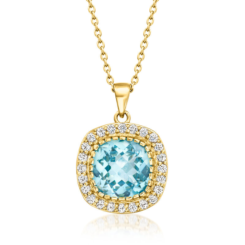 7.50 Carat Sky Blue Topaz Pendant Necklace with 1.10 ct. t.w. White Topaz in 18kt Gold Over Sterling. 18&quot; image number 1