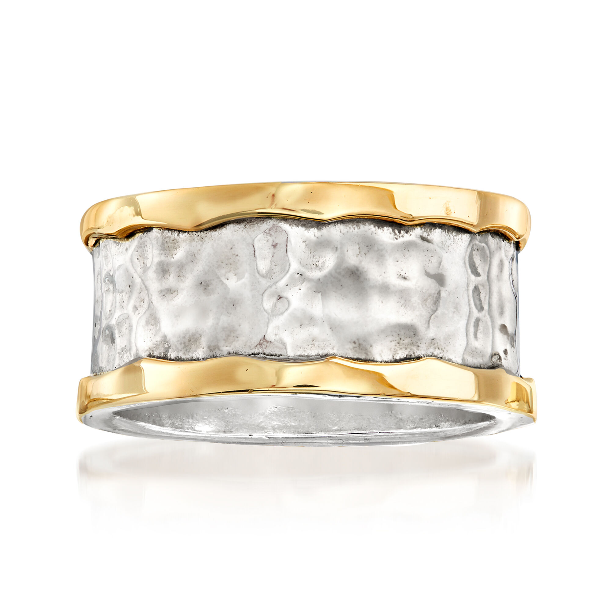 Sterling Silver and 14kt Yellow Gold Hammered Ring