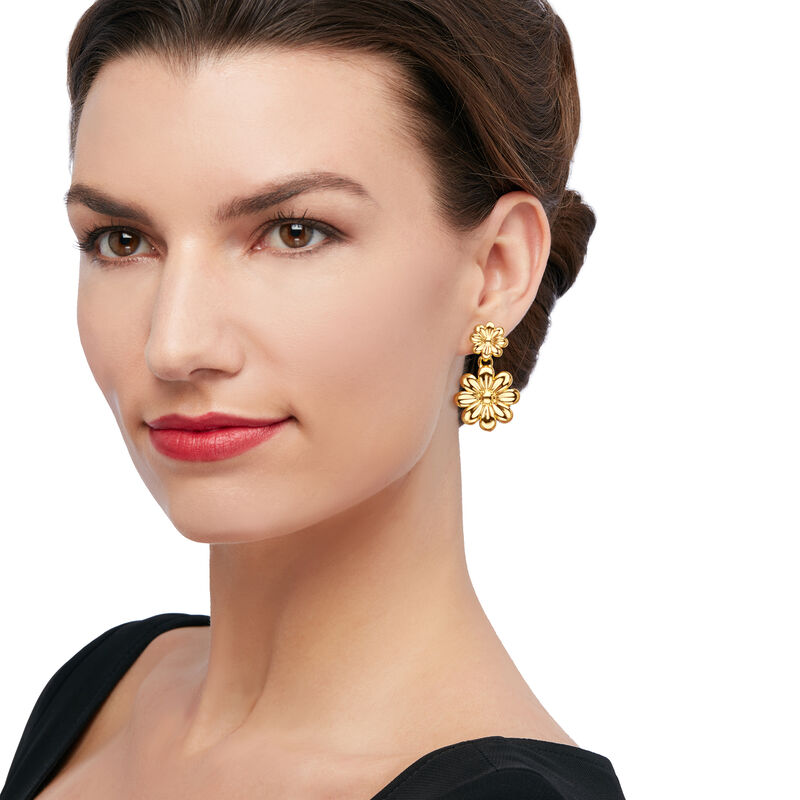 Andiamo Italian Double-Flower Drop Earrings in 14kt Yellow Gold  image number 1