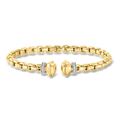 Phillip Gavriel "Venetian Link" .25 ct. t.w. Diamond Cuff Bracelet in 14kt Two-Tone Gold