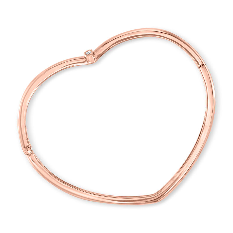 C. 1997 Vintage Piaget Diamond-Accented Heart Bangle Bracelet in 18kt Rose Gold. 7" image number 2