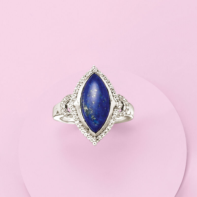 Lapis and .20 ct. t.w. White Topaz Ring in Sterling Silver image number 3