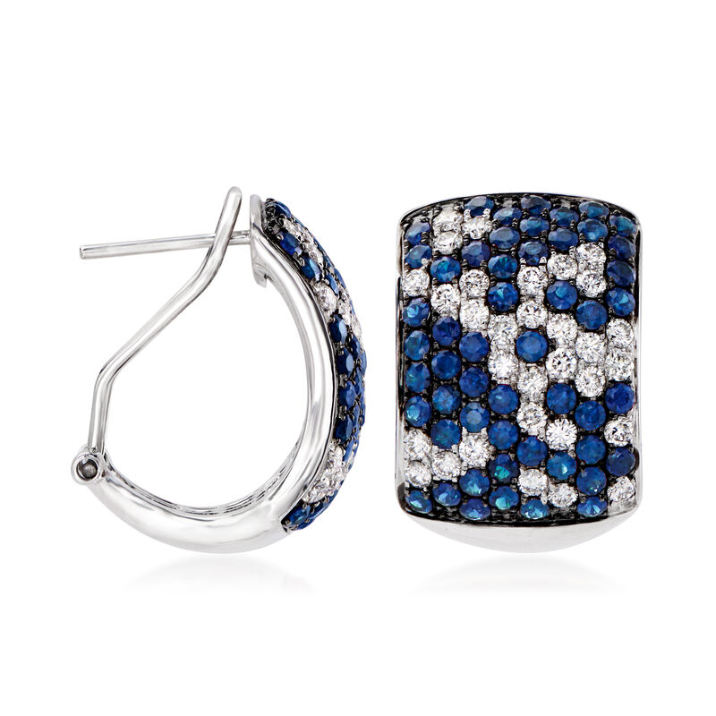 3.90 ct. t.w. Sapphire and 1.80 ct. t.w. Diamond Earrings in 14kt White Gold image number 2