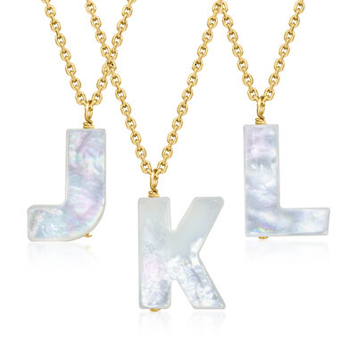 Mother-of-Pearl Initial Necklace in 18kt Gold Over Sterling