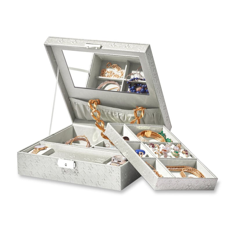 &quot;Grace&quot; Faux Leather Locking Jewelry Box image number 0