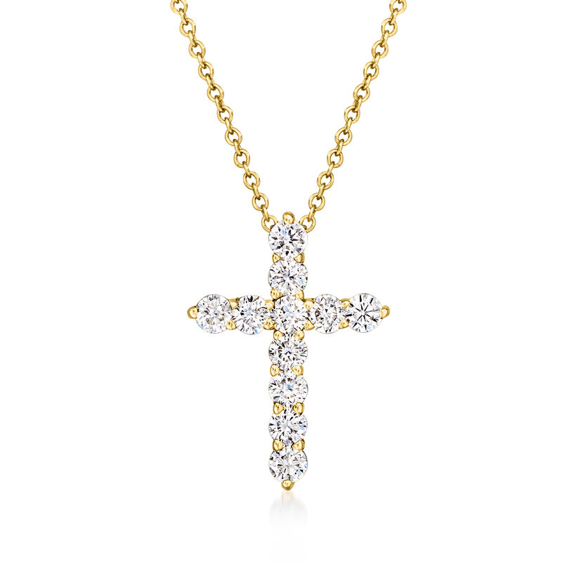 .50 ct. t.w. Lab-Grown Diamond Cross Pendant Necklace in 14kt Yellow Gold image number 0