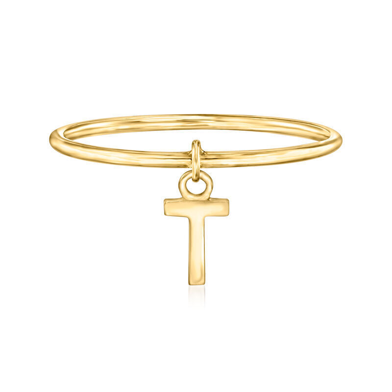 14kt Yellow Gold &quot;T&quot; Initial Charm Ring. Size 7 image number 0