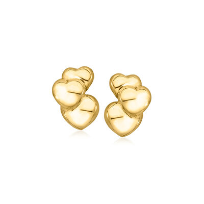 Italian 14kt Yellow Gold Triple-Heart Earrings