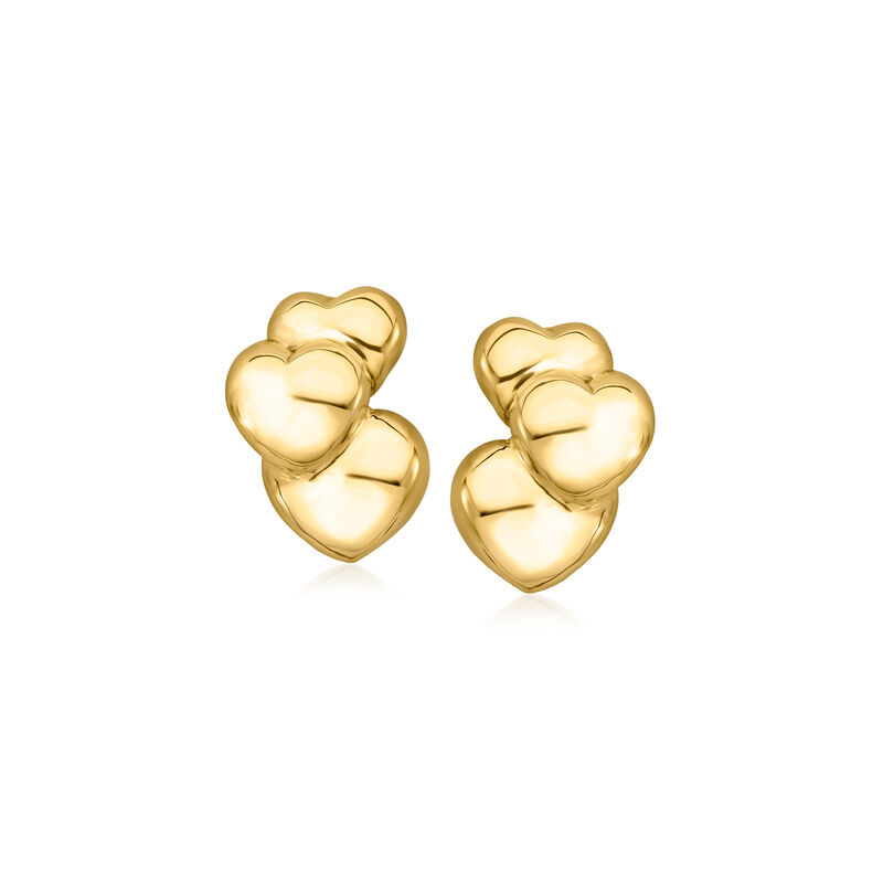 Italian 14kt Yellow Gold Triple-Heart Earrings  image number 0