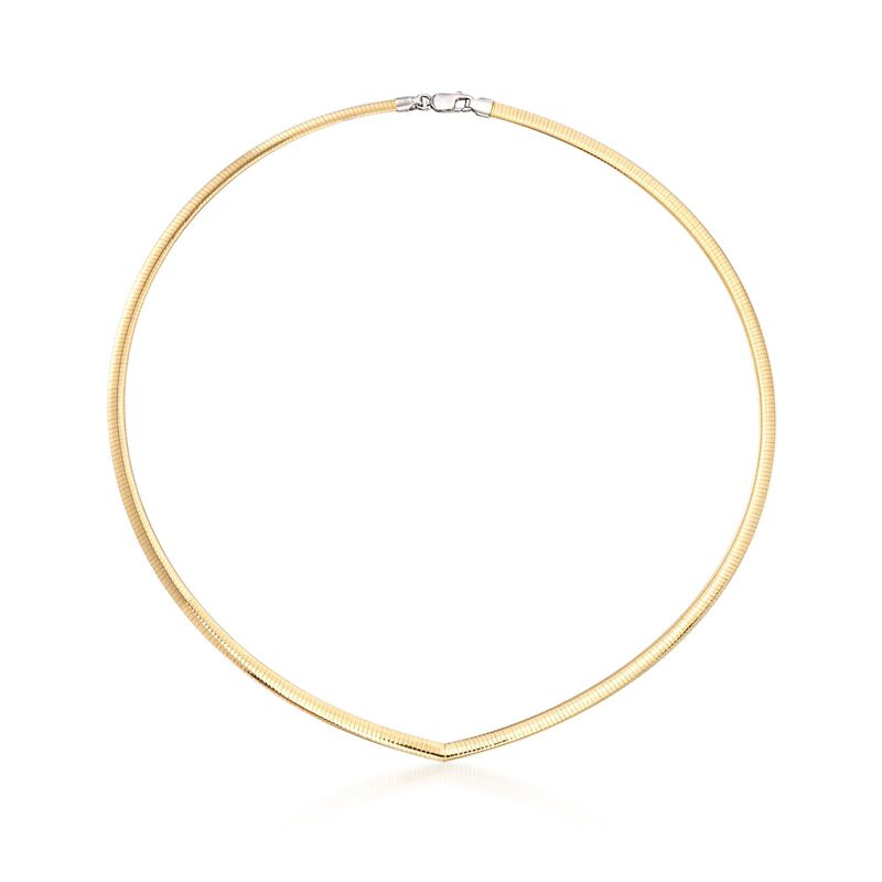 Italian 4mm Sterling Silver and 18kt Gold Over Sterling Reversible Chevron Omega Necklace image number 0