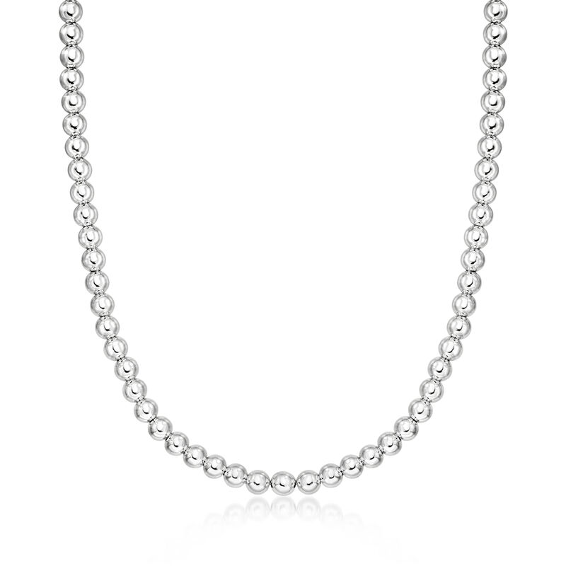 Italian 6mm Sterling Silver Bead Necklace image number 0