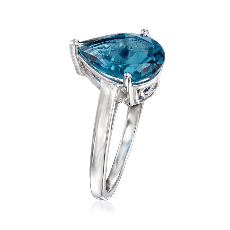 3.60 Carat Pear-Shaped London Blue Topaz Ring in Sterling Silver image number 2