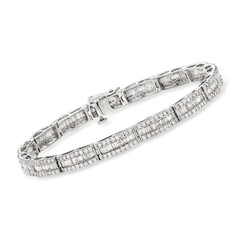 5.00 ct. t.w. Round and Baguette Diamond Bracelet in 14kt White Gold image number 0