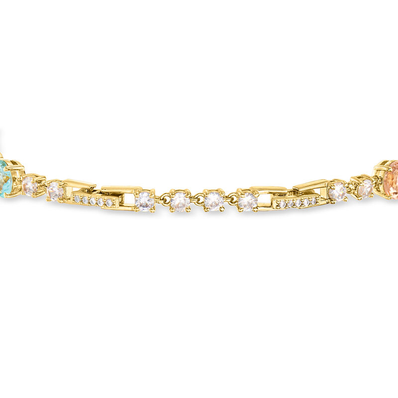 18kt Yellow Gold-Plated Bracelet with Simulated Multicolored Gemstones and .80 ct. t.w. CZs. 7" image number 2