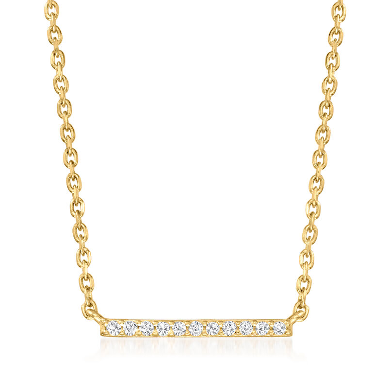 Diamond-Accented Bar Necklace in 18kt Gold Over Sterling image number 0