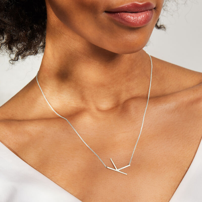 Sterling Silver Sideways Initial Necklace image number 2