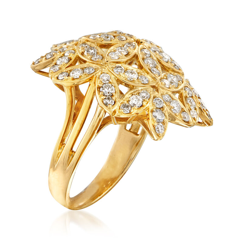 C. 1980 Vintage 1.70 ct. t.w. Flower Bouquet Ring in 18kt Yellow Gold image number 2